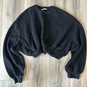 Zara Black Oversized Cropped Hoodie